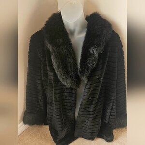 Black faux fur coat plus size 3X soft luxurious